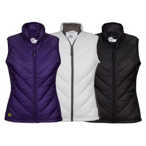 LizardHead Ladies Quilted Vest in Purple, White, and Black